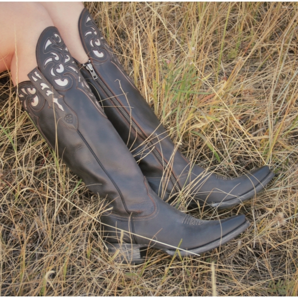 9 Ariat Hacienda Rustic Black Tall Boots